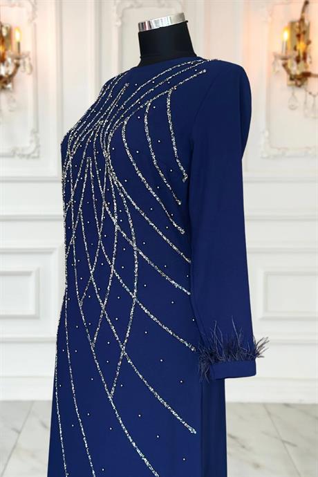 Asude Tesettür Abiye Lacivert