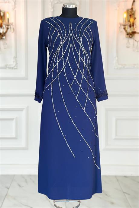 Asude Tesettür Abiye Lacivert