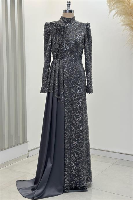 Aura Tesettür Abiye Antrasit