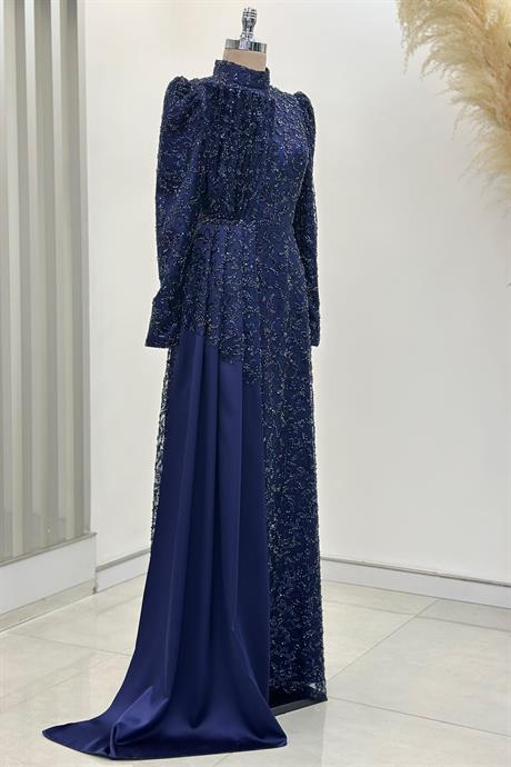 Aura Tesettür Abiye Lacivert