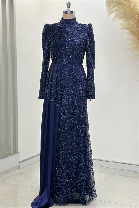 Aura Tesettür Abiye Lacivert