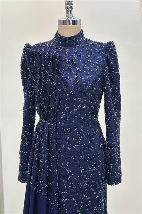 Aura Tesettür Abiye Lacivert