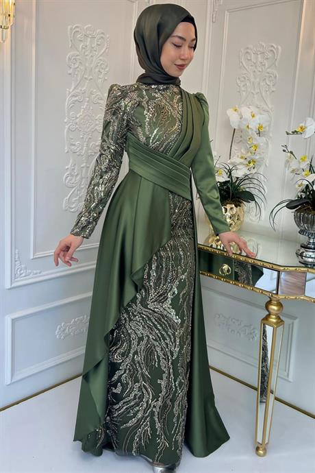 Aybüke Tesettür Abiye Haki