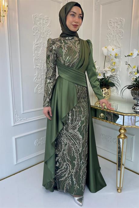 Aybüke Tesettür Abiye Haki