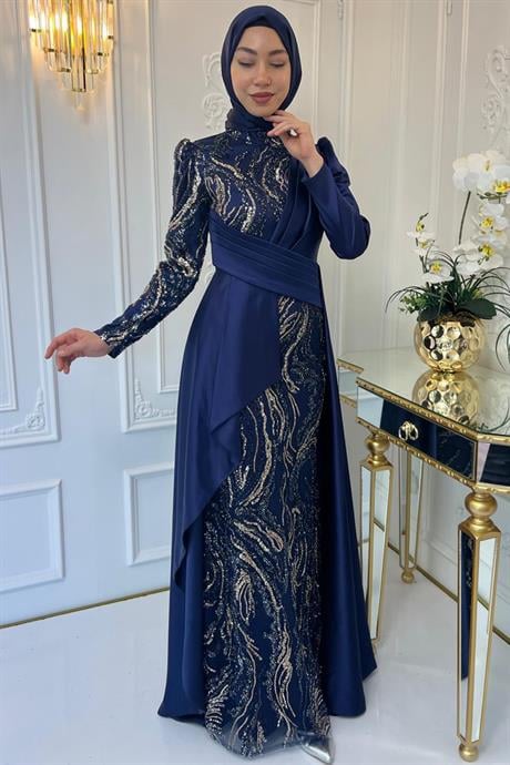 Aybüke Tesettür Abiye Lacivert