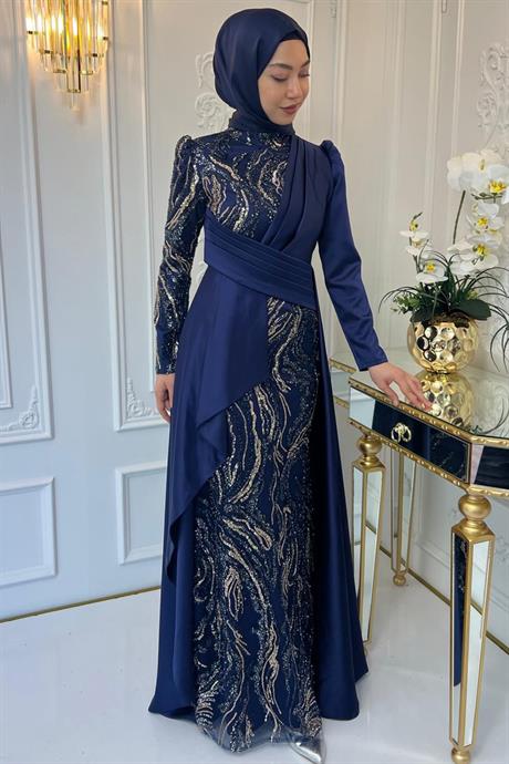 Aybüke Tesettür Abiye Lacivert