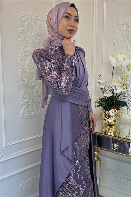 Aybüke Tesettür Abiye Lavanta