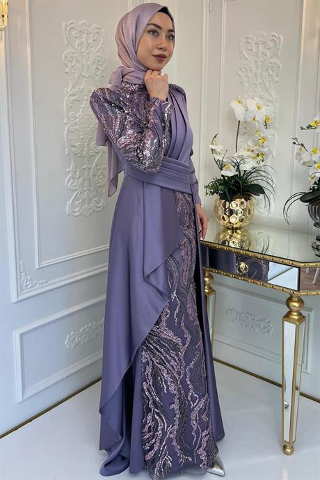 Aybüke Tesettür Abiye Lavanta
