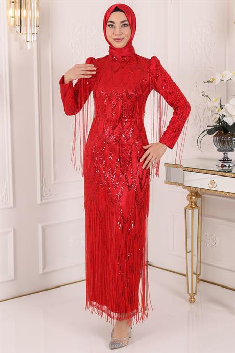 Ayza Tesettür Abiye Kırmızı