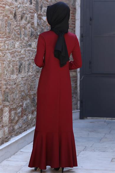 Azra Tesettür Elbise Bordo