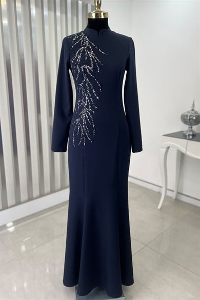 Bahar Tesettür Abiye Lacivert