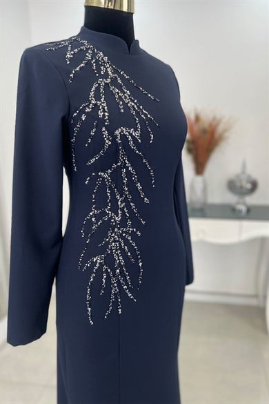 Bahar Tesettür Abiye Lacivert