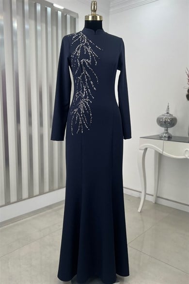 Bahar Tesettür Abiye Lacivert