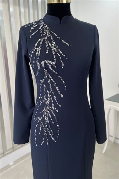 Bahar Tesettür Abiye Lacivert