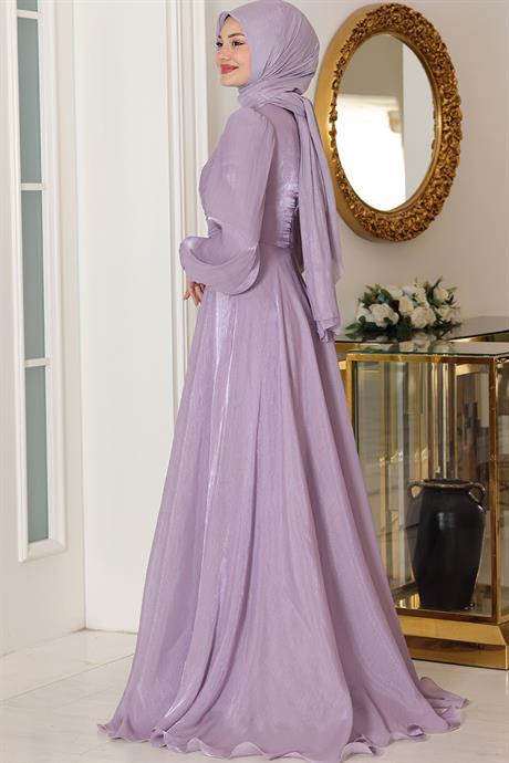 Bahar Tesettür Abiye Lila