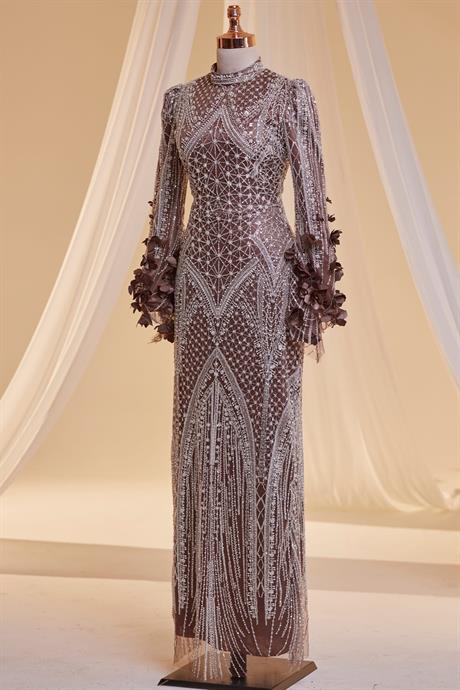 Begonvil Tesettür Abiye Kahve