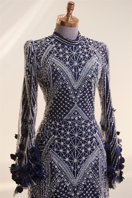 Begonvil Tesettür Abiye Lacivert