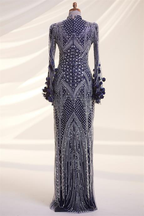 Begonvil Tesettür Abiye Lacivert