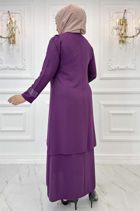 Beril Tesettür Abiye Mürdüm