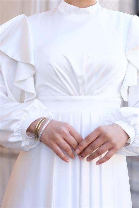 Berrak Tesettür Abiye Ekru