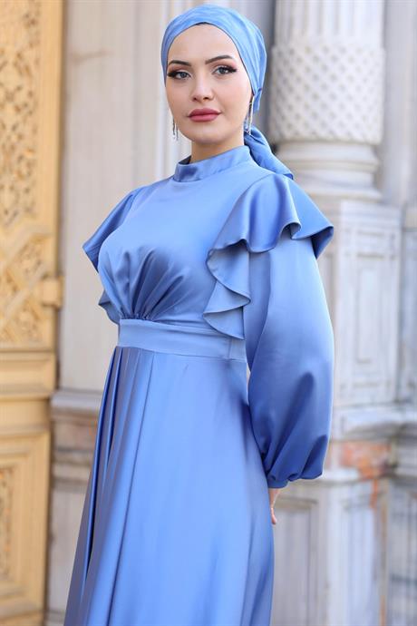 Berrak Tesettür Abiye İndigo