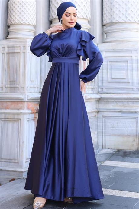 Berrak Tesettür Abiye Lacivert