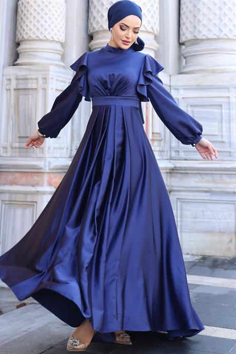 Berrak Tesettür Abiye Lacivert