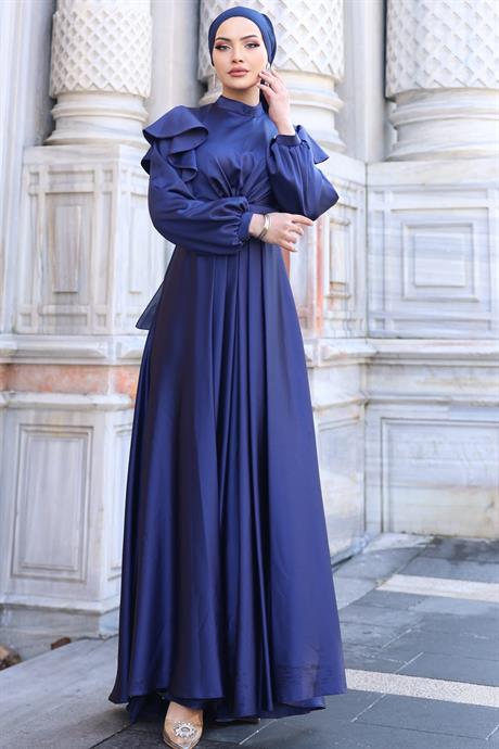 Berrak Tesettür Abiye Lacivert