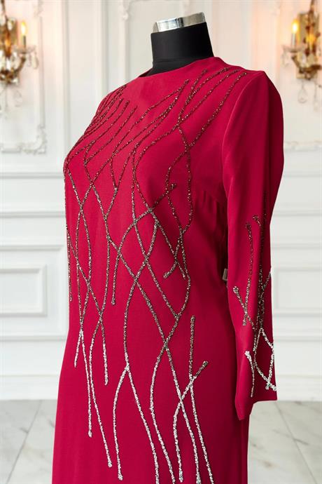 Berrin Tesettür Abiye Bordo