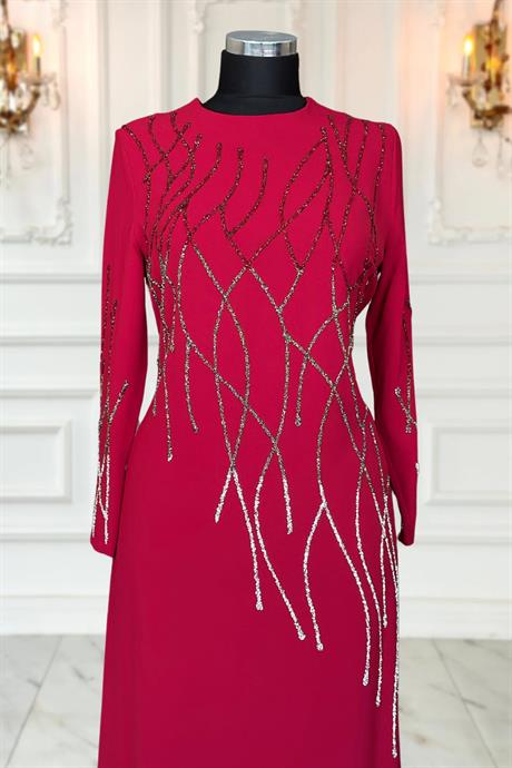 Berrin Tesettür Abiye Bordo