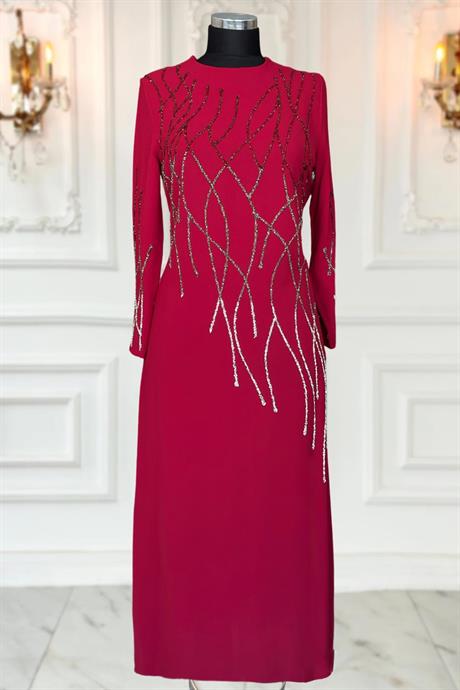 Berrin Tesettür Abiye Bordo