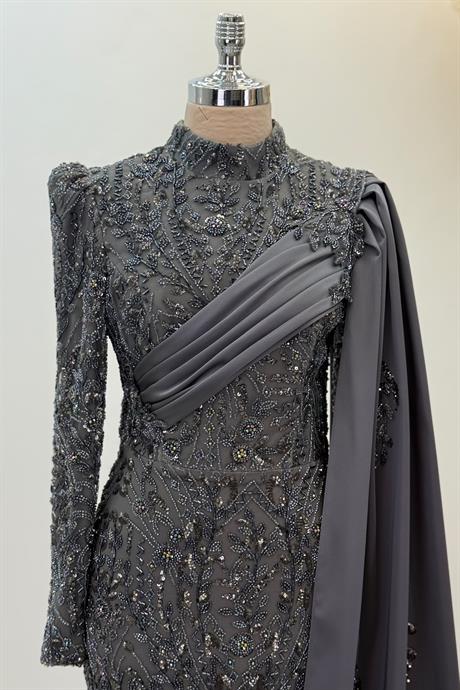 Berry Tesettür Abiye Antrasit