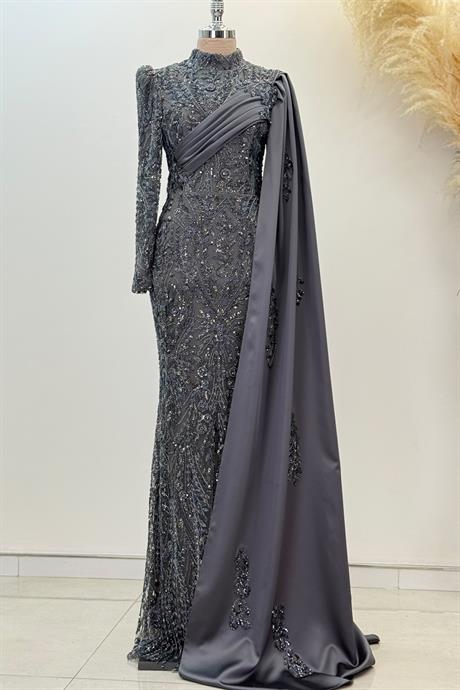 Berry Tesettür Abiye Antrasit