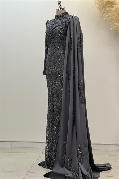 Berry Tesettür Abiye Antrasit