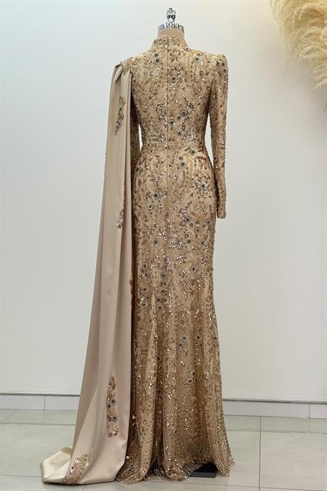 Berry Tesettür Abiye Gold