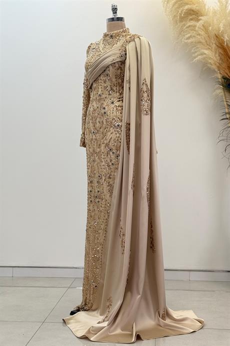 Berry Tesettür Abiye Gold