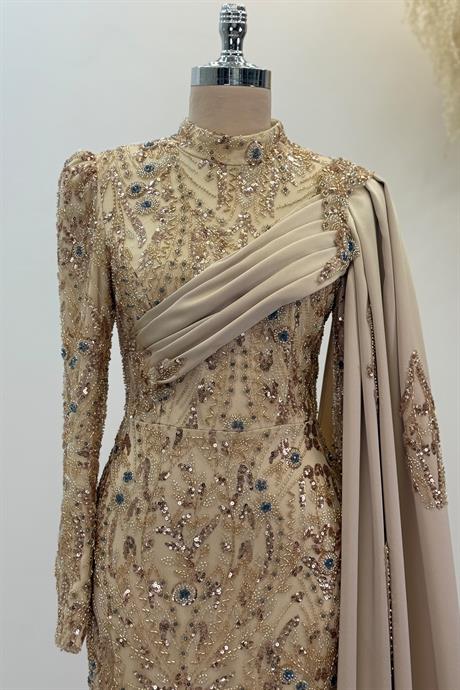 Berry Tesettür Abiye Gold