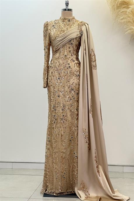 Berry Tesettür Abiye Gold