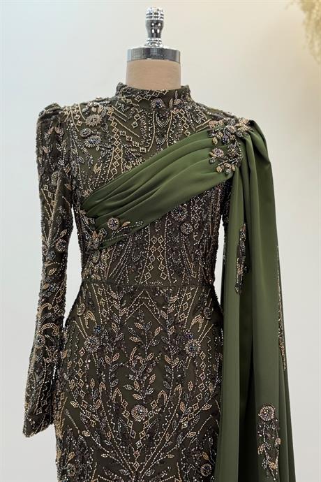 Berry Tesettür Abiye Haki