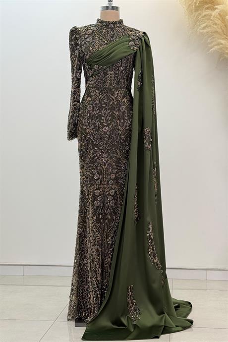 Berry Tesettür Abiye Haki