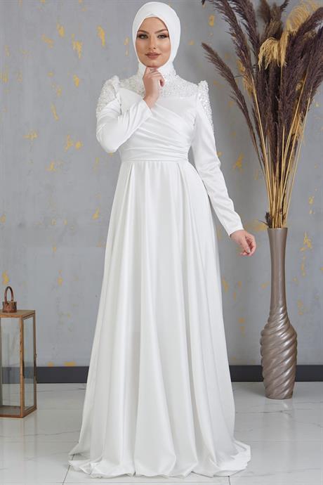 Bersu Tesettür Abiye Ekru