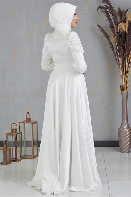 Bersu Tesettür Abiye Ekru