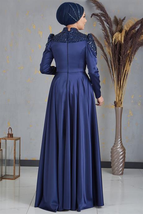 Bersu Tesettür Abiye Lacivert