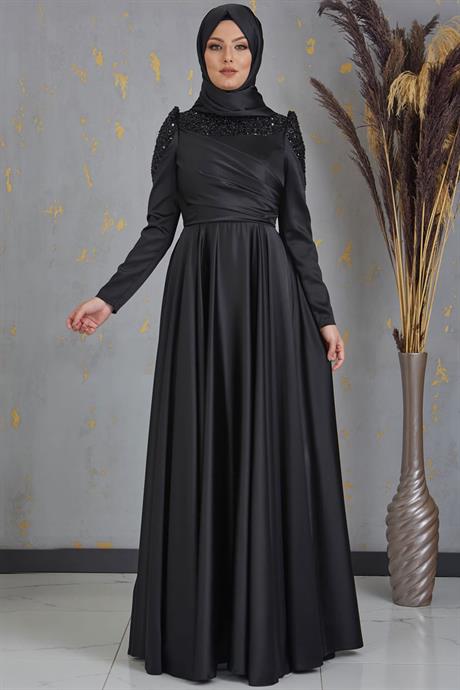 Bersu Tesettür Abiye Siyah