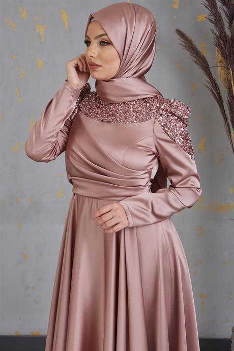 Bersu Tesettür Abiye Vizon