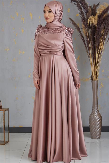 Bersu Tesettür Abiye Vizon