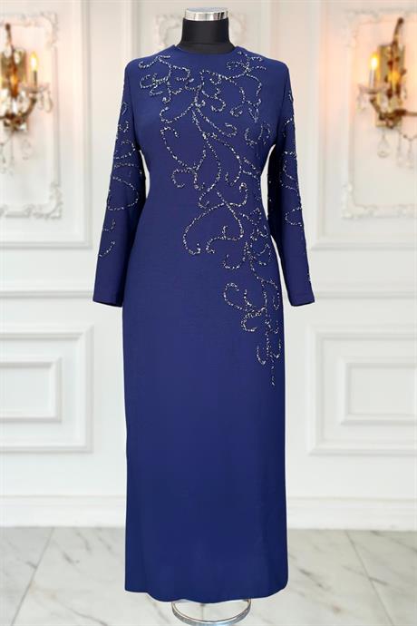 Cansu Tesettür Abiye Lacivert