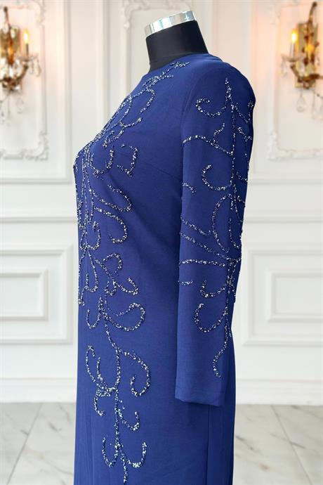 Cansu Tesettür Abiye Lacivert