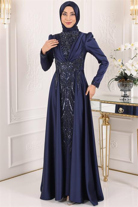 Cemre Tesettür Abiye Lacivert