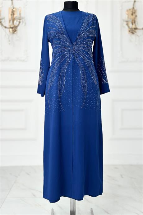 Ceren Tesettür Abiye İndigo